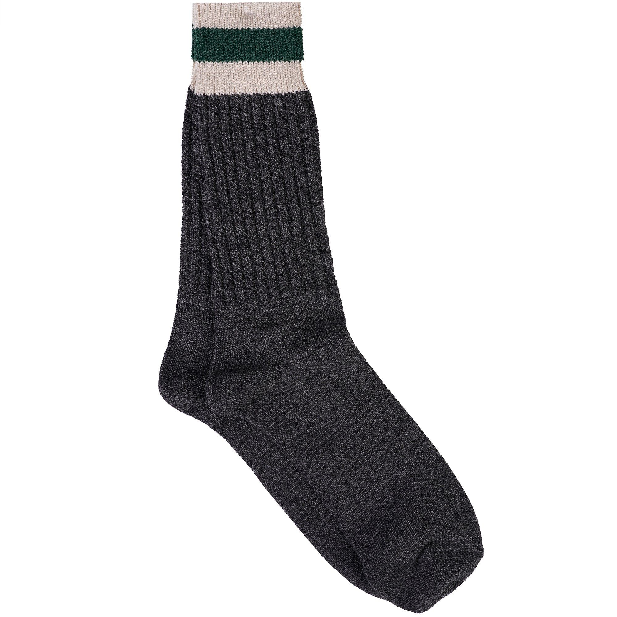Anonymous Ism Tuck Cuff Striped Crew Socks - Charcoal