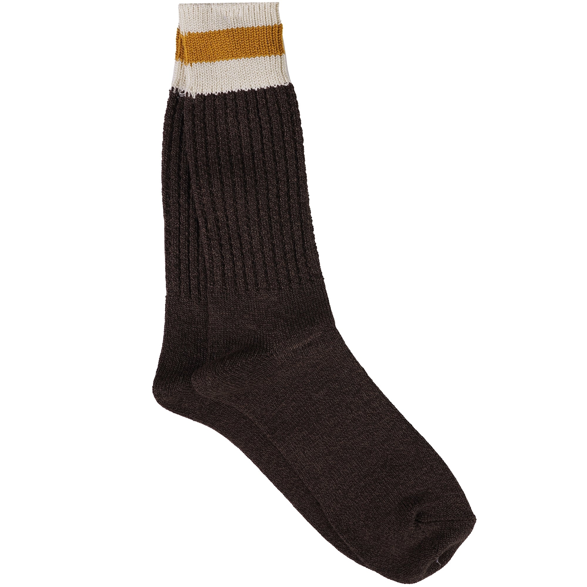 Anonymous Ism Tuck Cuff Striped Crew Socks - Dark Brown