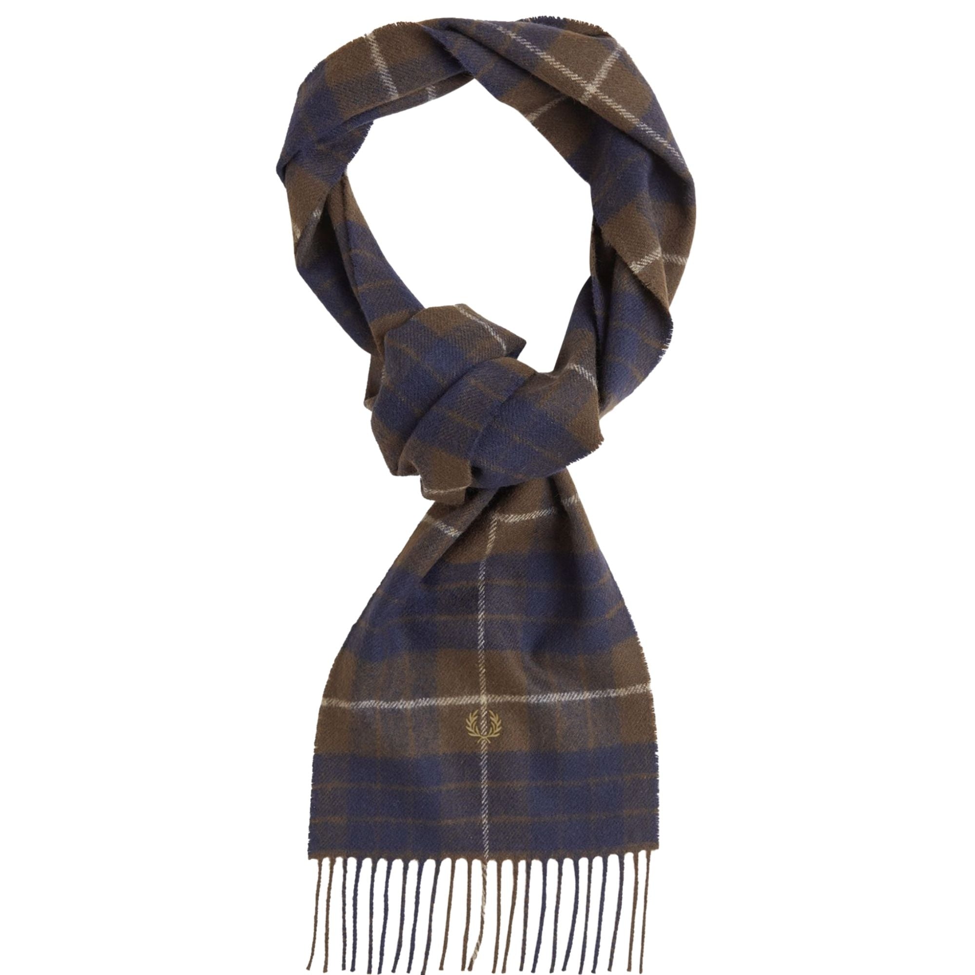 Fred Perry Lambswool Tartan Scarf - Tobacco
