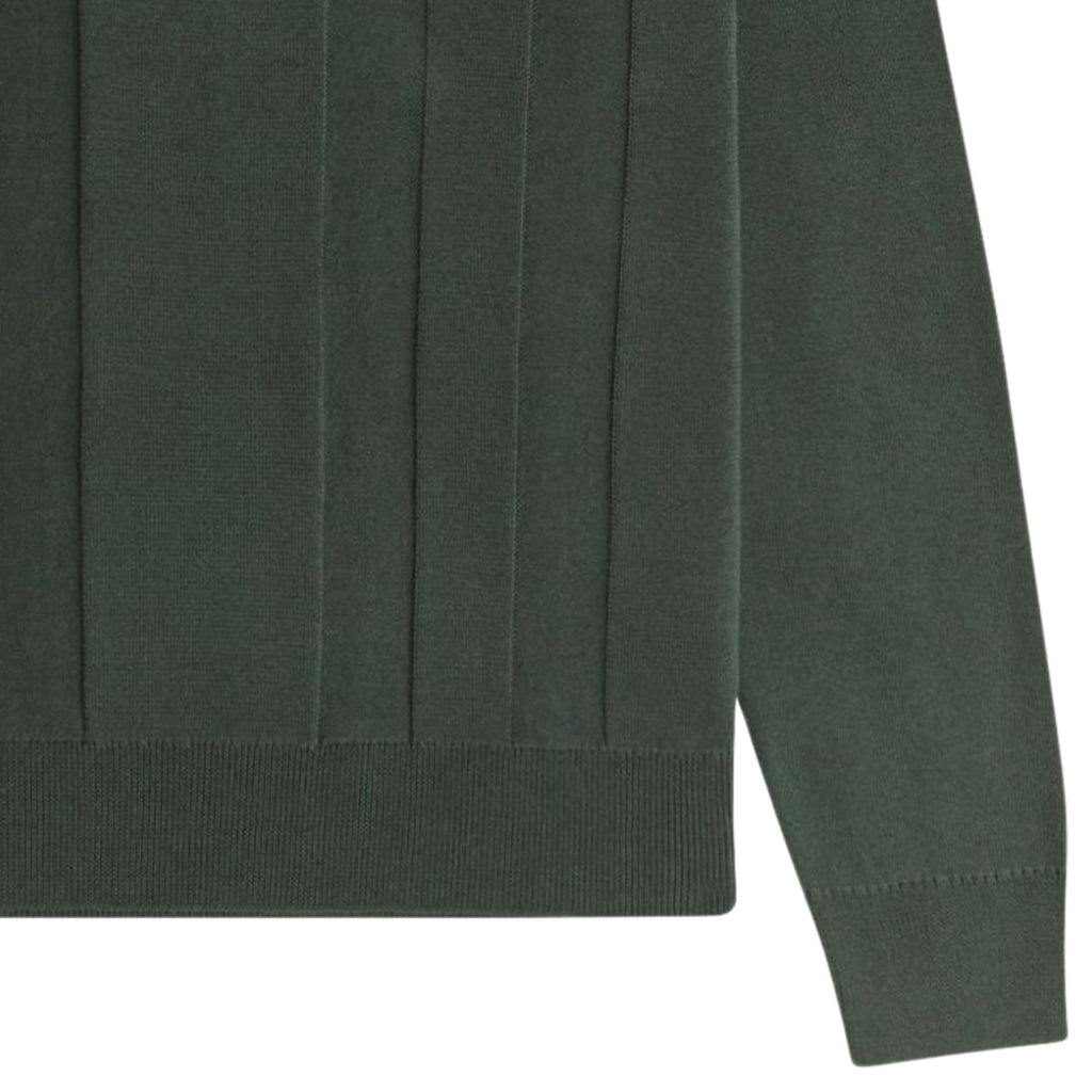 Fred Perry Tonal Stripe Knitted Shirt - Court Green