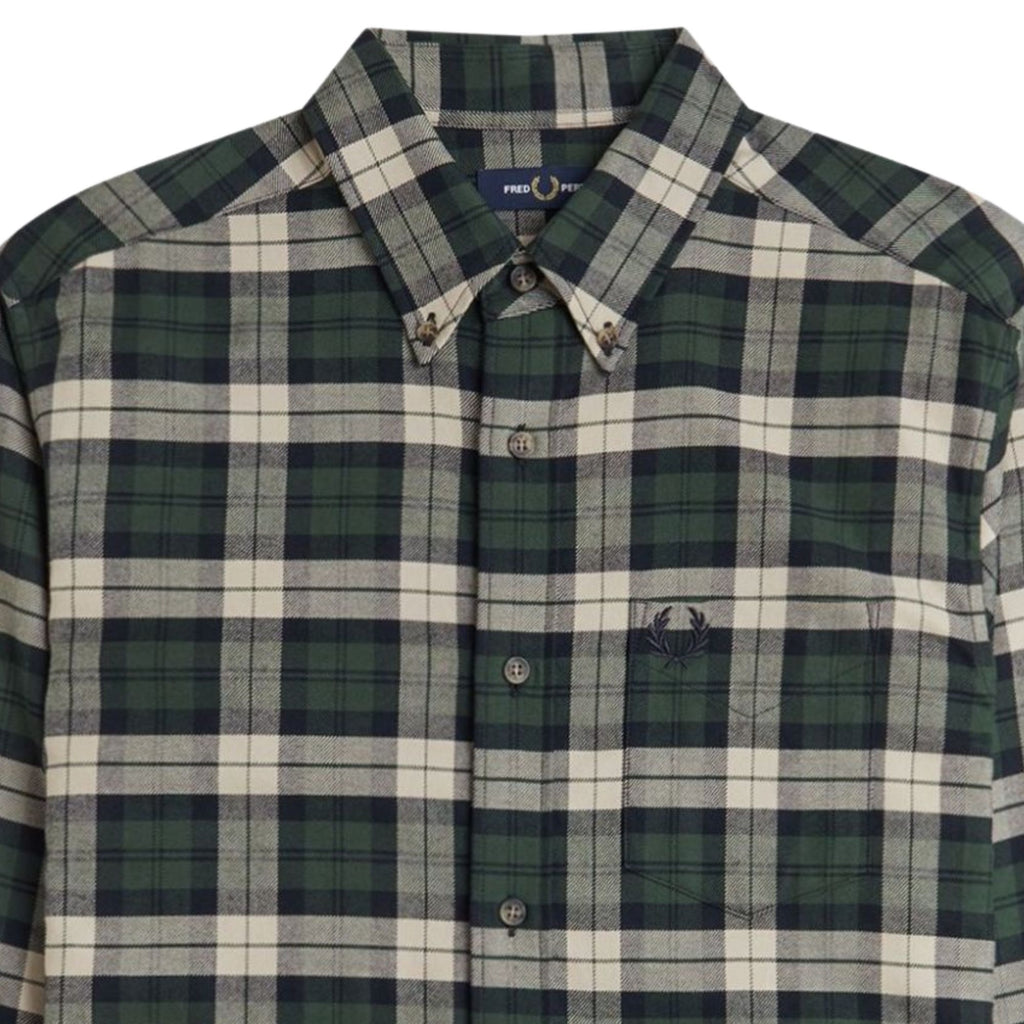 Fred Perry Brushed Twill Tartan Shirt - Court Green