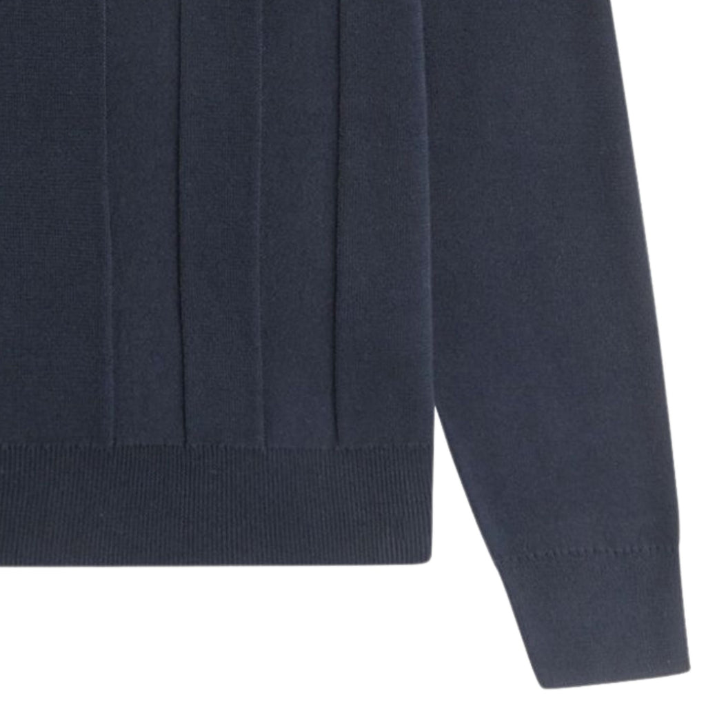 Fred Perry Tonal Stripe Knitted Shirt - Navy