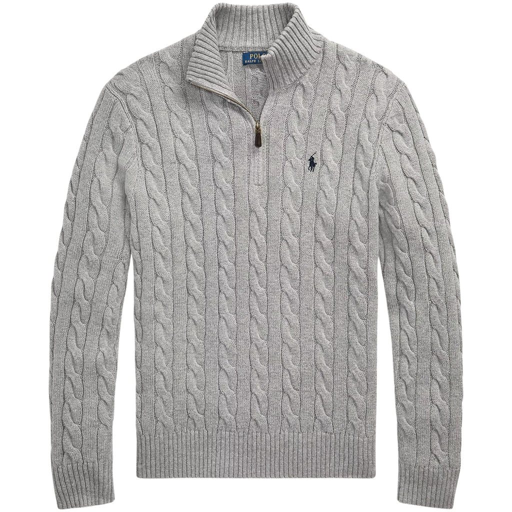 Polo Ralph Lauren Cable-Knit Quarter-Zip Jumper - Grey