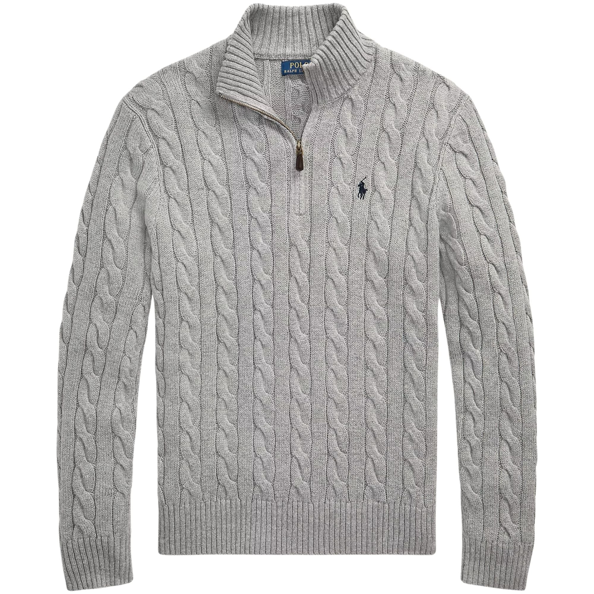 Polo Ralph Lauren Cable-Knit Quarter-Zip Jumper - Grey
