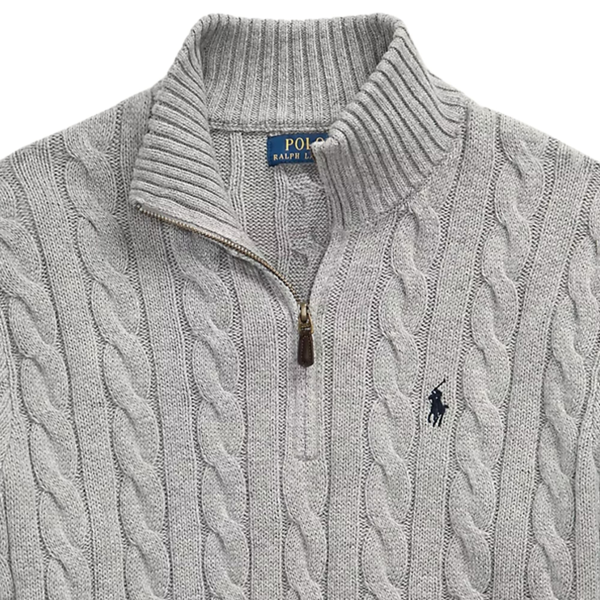 Polo Ralph Lauren Cable-Knit Quarter-Zip Jumper - Grey