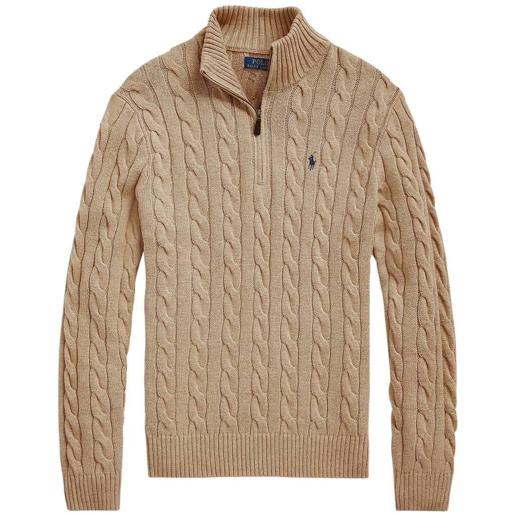 Polo Ralph Lauren Cable-Knit Quarter-Zip Jumper - Brown