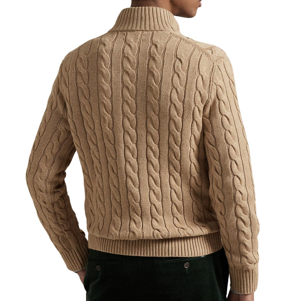 Polo Ralph Lauren Cable-Knit Quarter-Zip Jumper - Brown