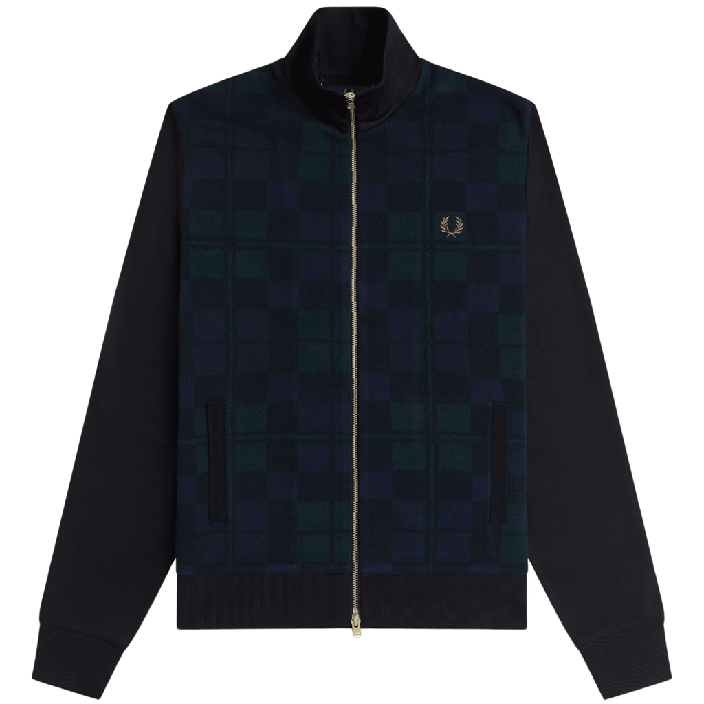 Knitted Front Track Jacket - Black