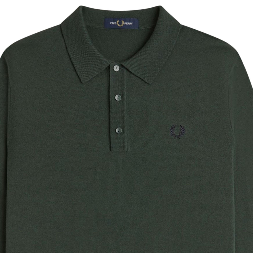 Fred Perry Classic Knitted Long Sleeve Shirt - Court Green