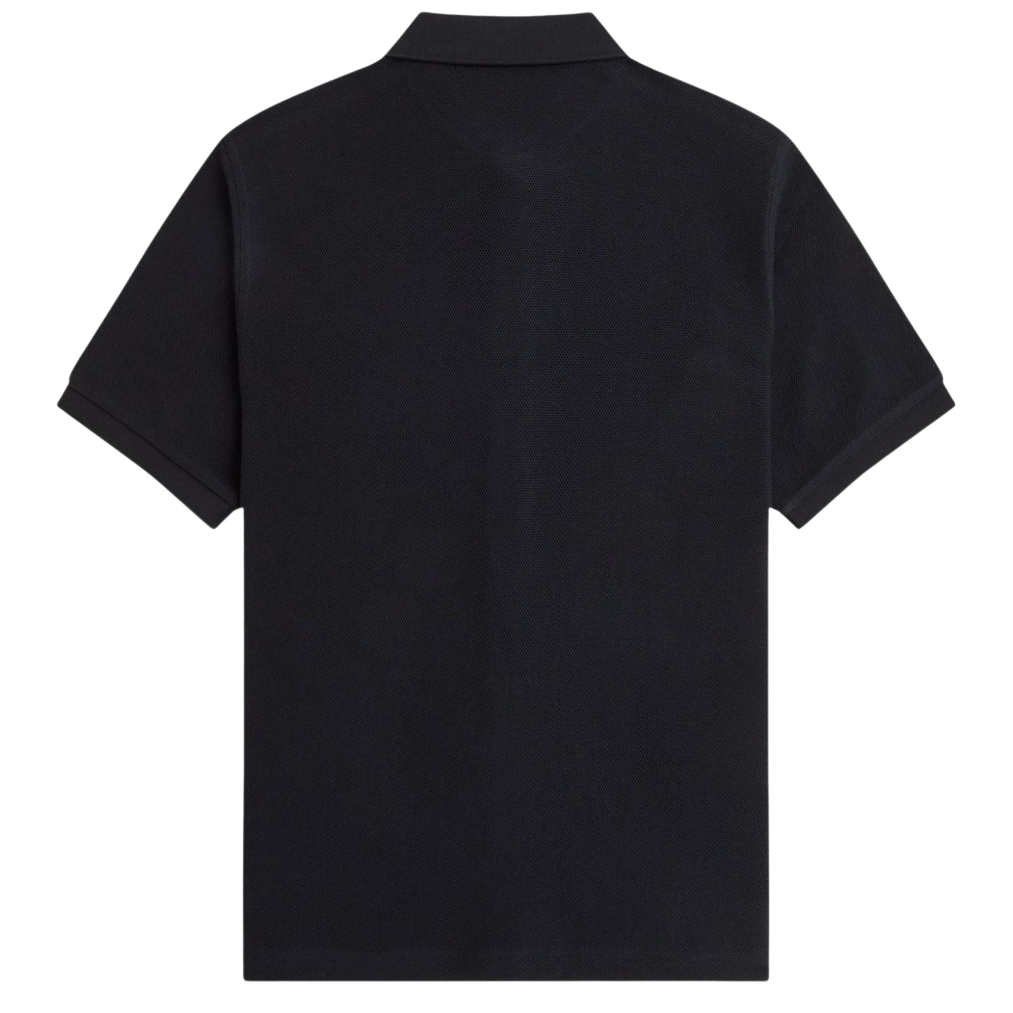 Fred Perry Panelled Button Through Polo Shirt - Black