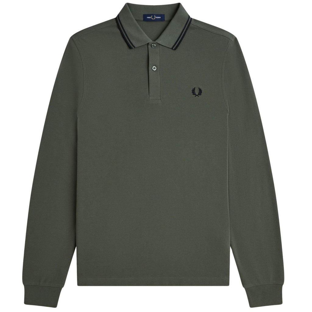 Fred Perry M3636 Long Sleeve Twin Tipped Polo Shirt - Green