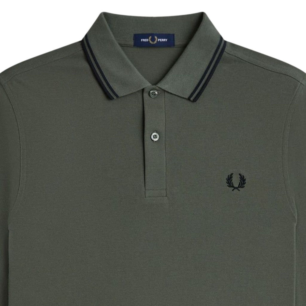 Fred Perry M3636 Long Sleeve Twin Tipped Polo Shirt - Green