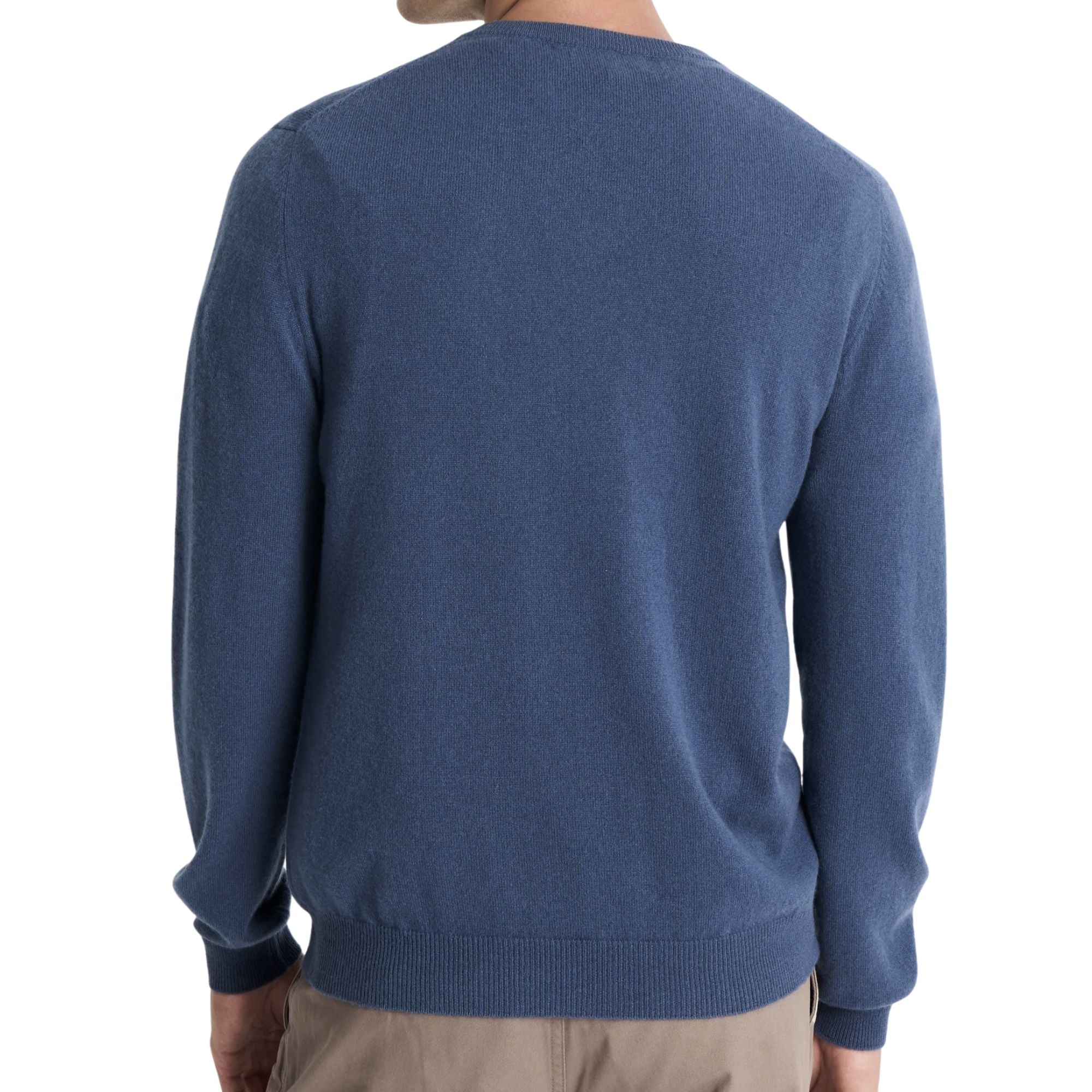 V-neck Cashmere Argyle Jumper - Blue