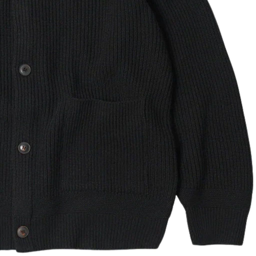 Heavy Wool Round Cardigan - Black