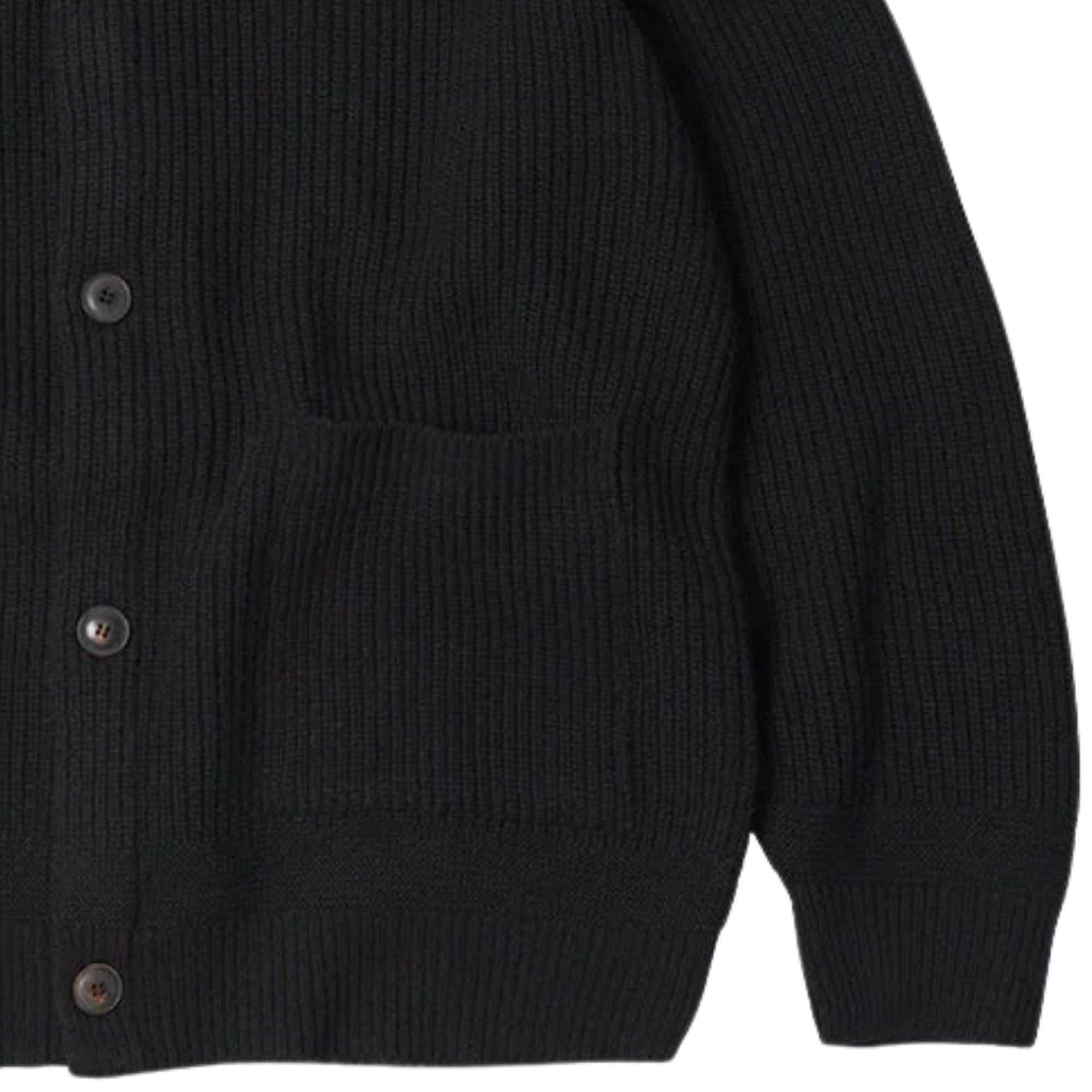 Heavy Wool Round Cardigan - Black