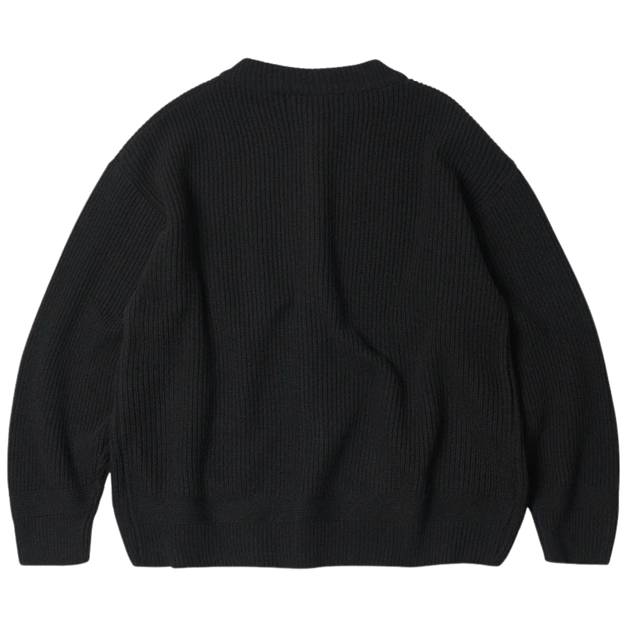 Heavy Wool Round Cardigan - Black