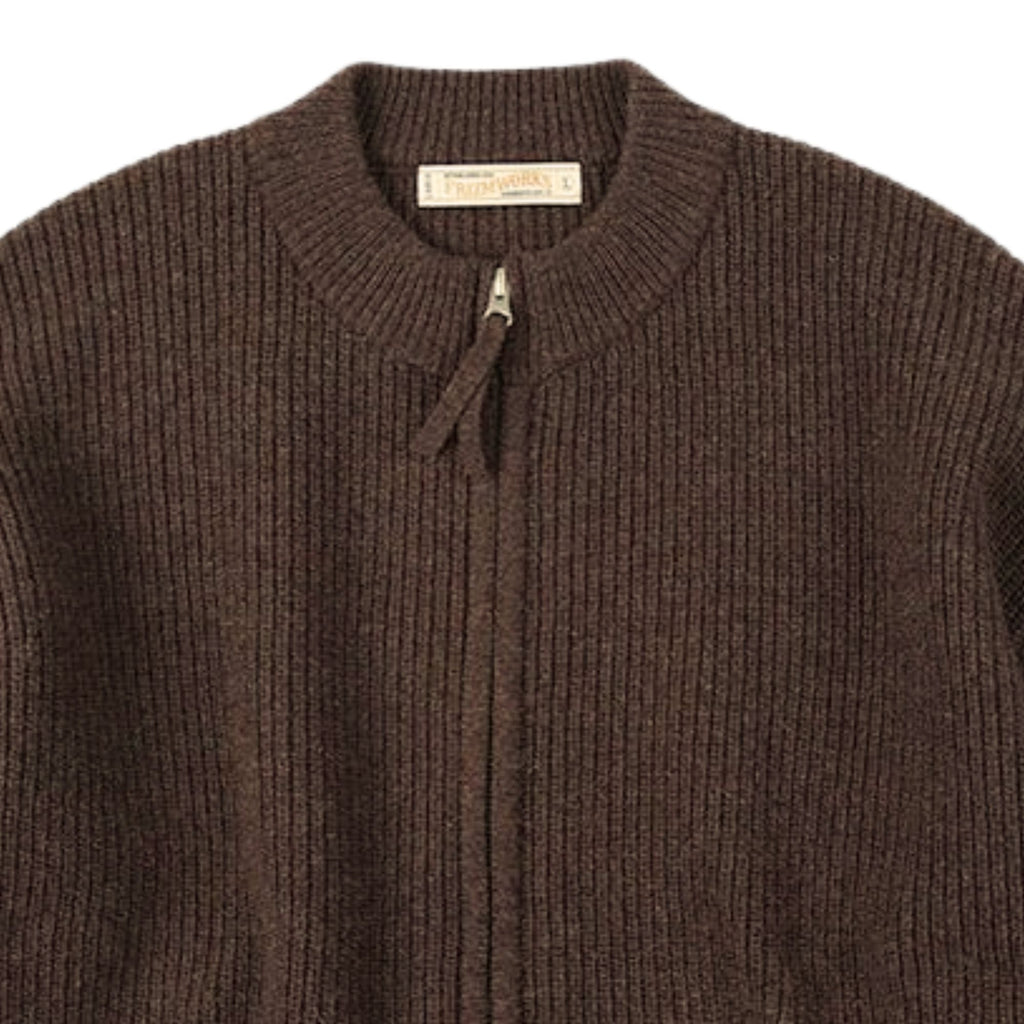 FrizmWORKS Wool Deck Zip Up Cardigan - Choco Brown