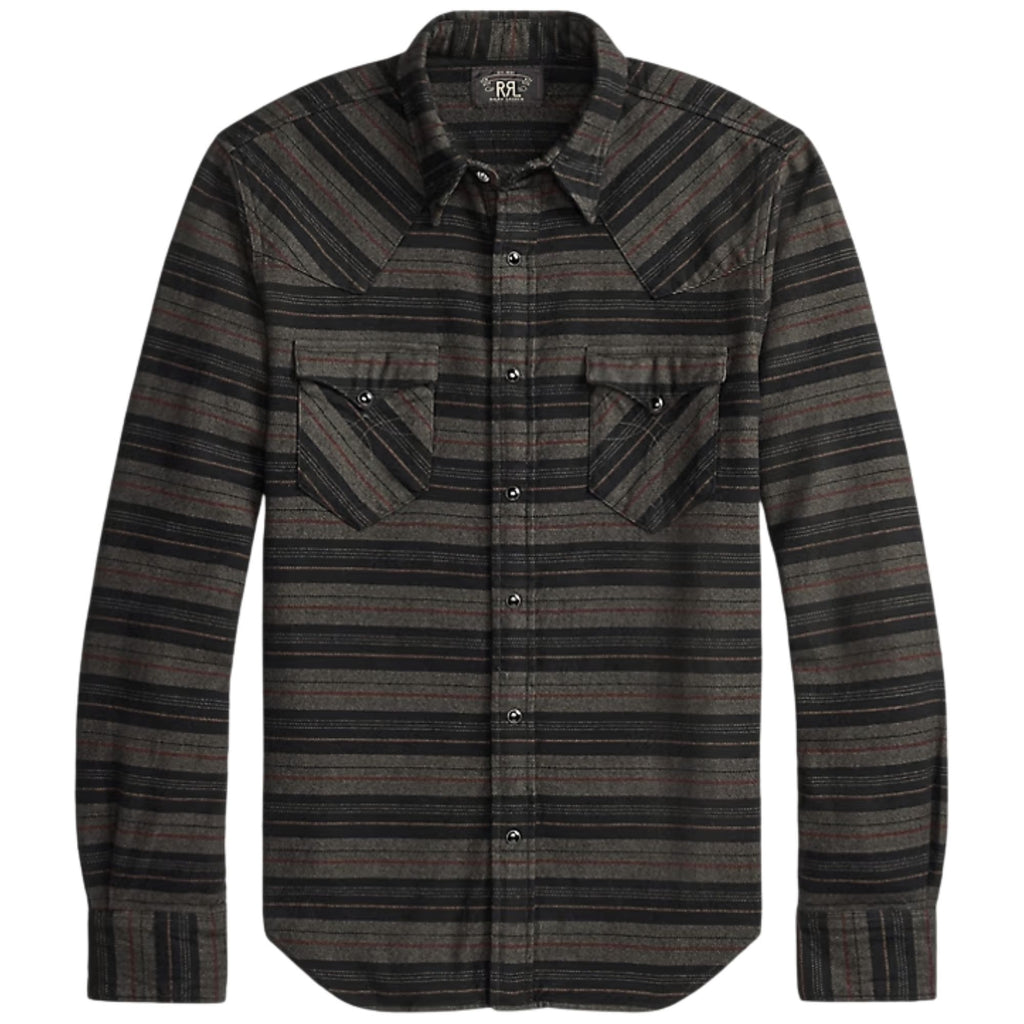 RRL by Ralph Lauren Slim Fit Plaid Twill Western Shirt - Navy