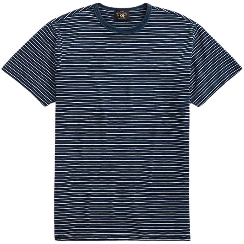 RRL by Ralph Lauren Indigo Striped Jacquard T-Shirt - Indigo Blue