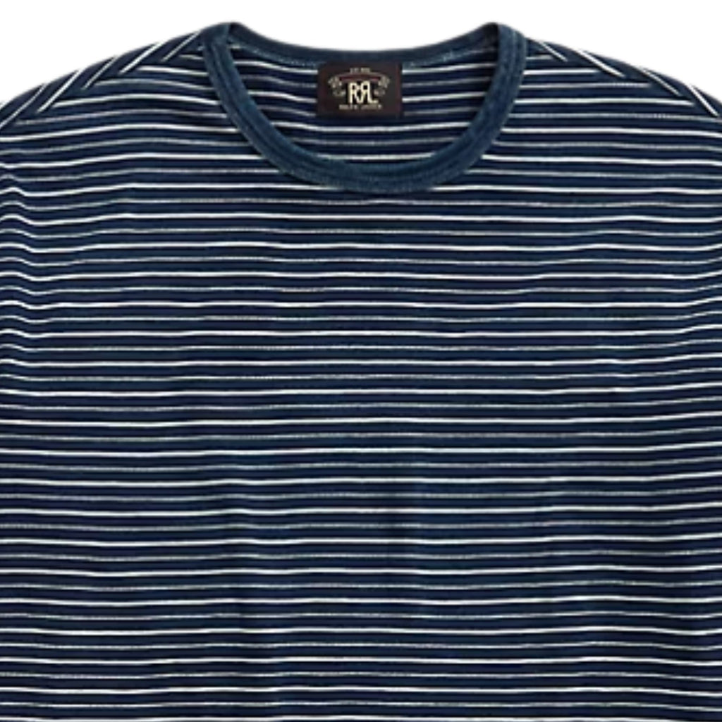 RRL by Ralph Lauren Indigo Striped Jacquard T-Shirt - Indigo Blue