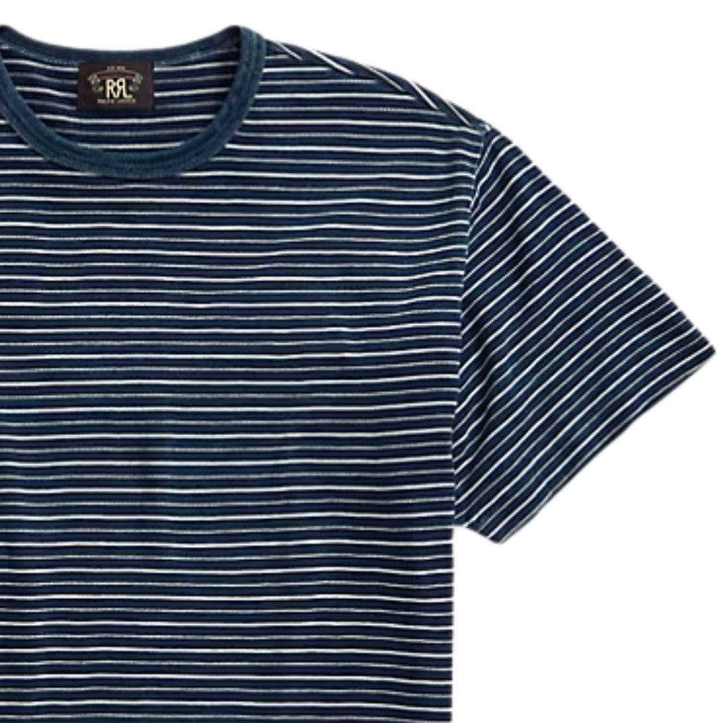 RRL by Ralph Lauren Indigo Striped Jacquard T-Shirt - Indigo Blue