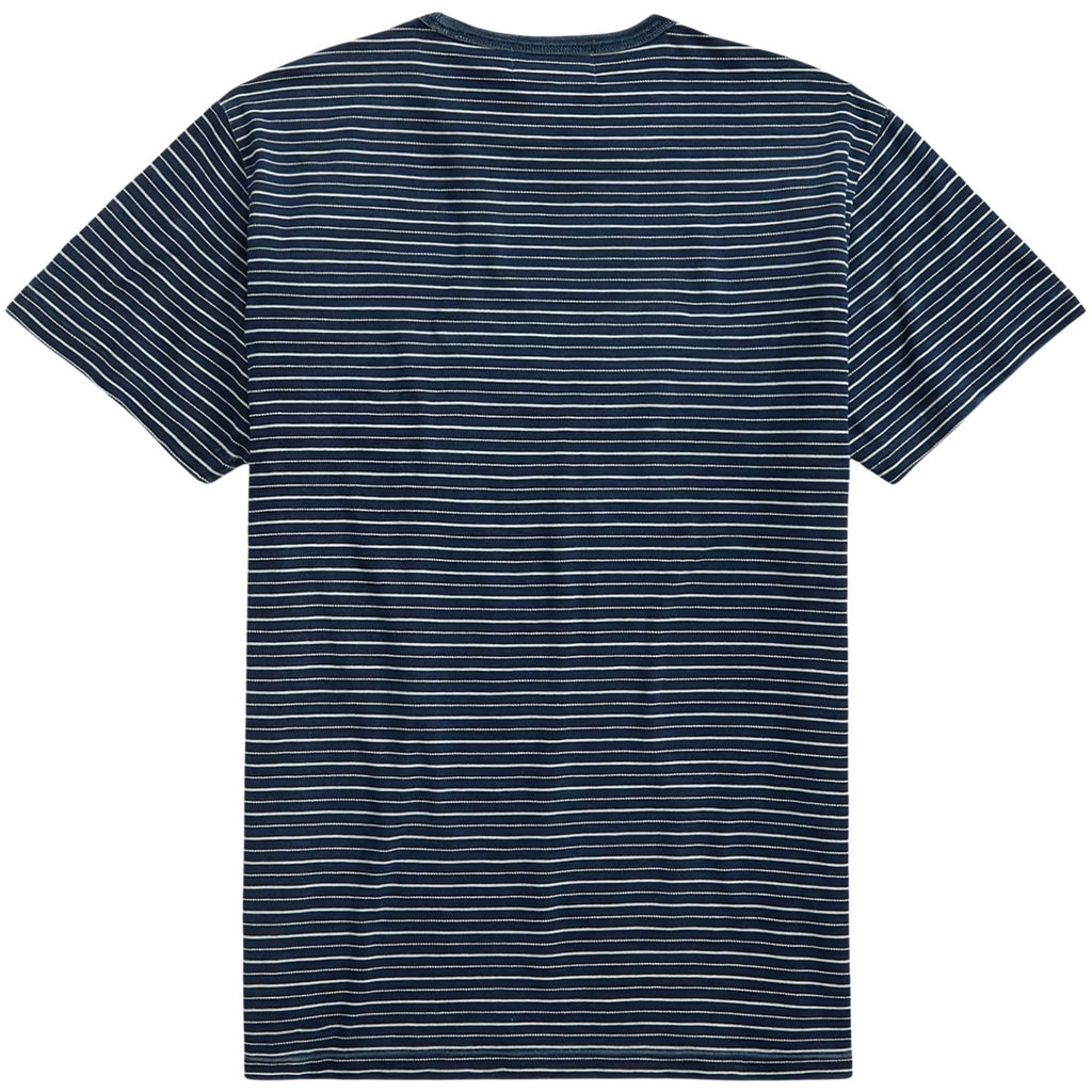 RRL by Ralph Lauren Indigo Striped Jacquard T-Shirt - Indigo Blue
