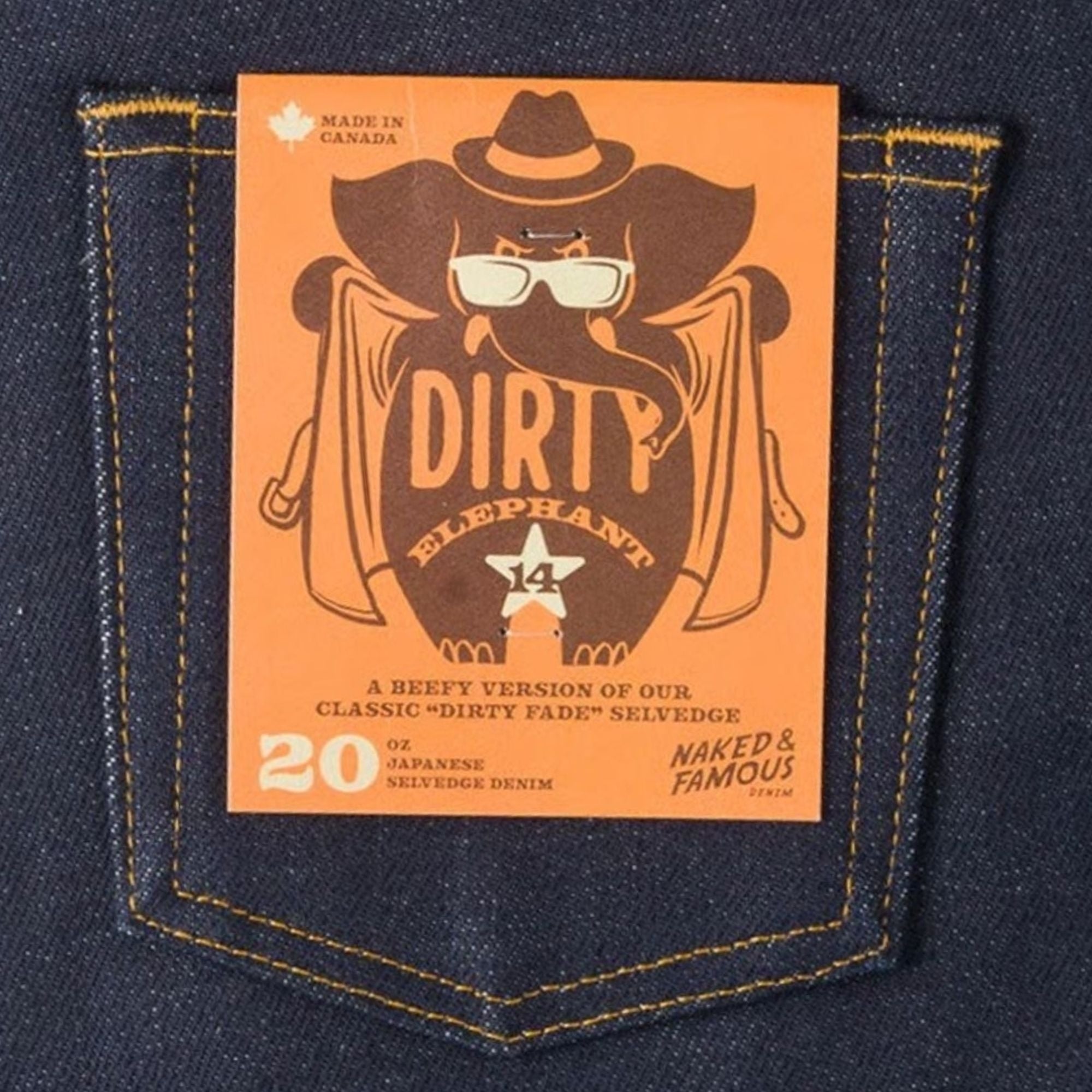 Naked and Famous Denim True Guy Elephant 14 "Dirty Elephant" - Indigo