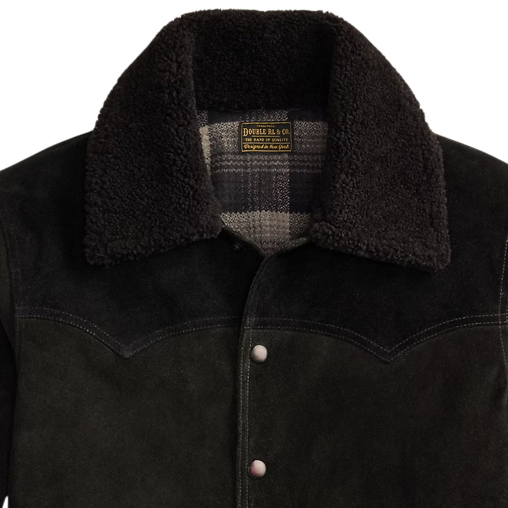 RRL by Ralph Lauren Shearling-Collar Suede Western Jacket - Black