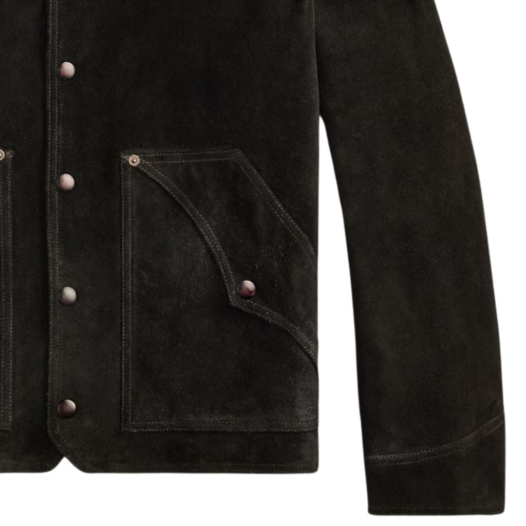 RRL by Ralph Lauren Shearling-Collar Suede Western Jacket - Black