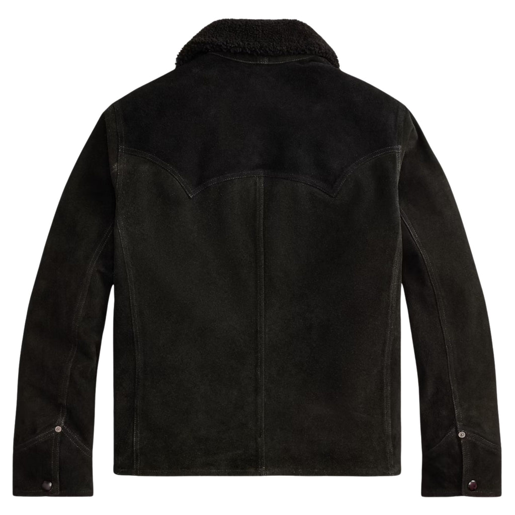 RRL by Ralph Lauren Shearling-Collar Suede Western Jacket - Black