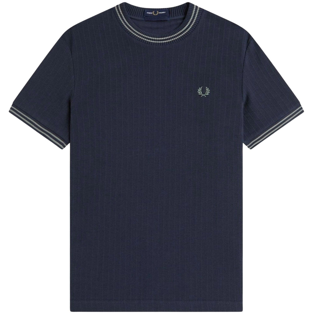 Fred Perry Ribbed Jersey T-Shirt - Navy