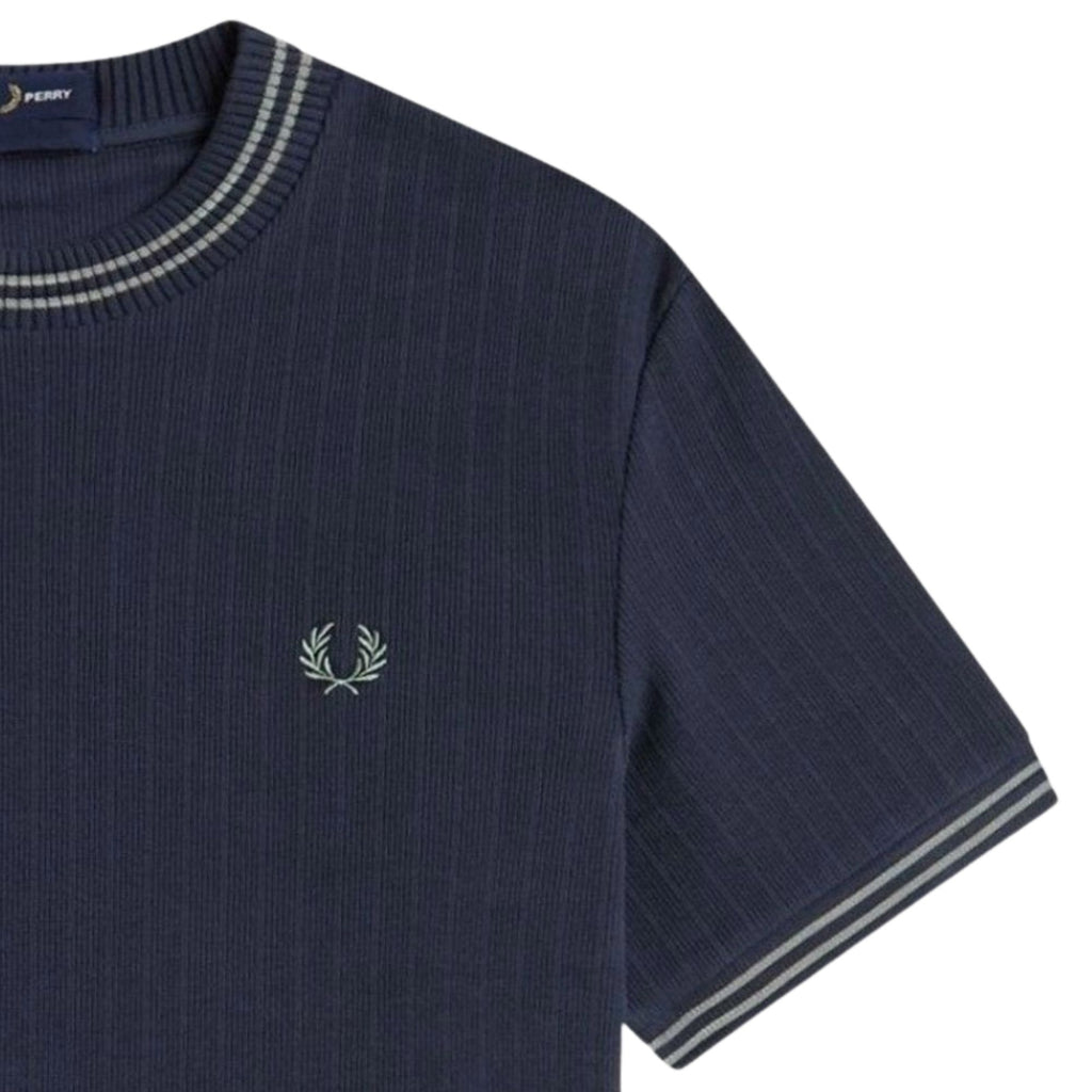 Fred Perry Ribbed Jersey T-Shirt - Navy