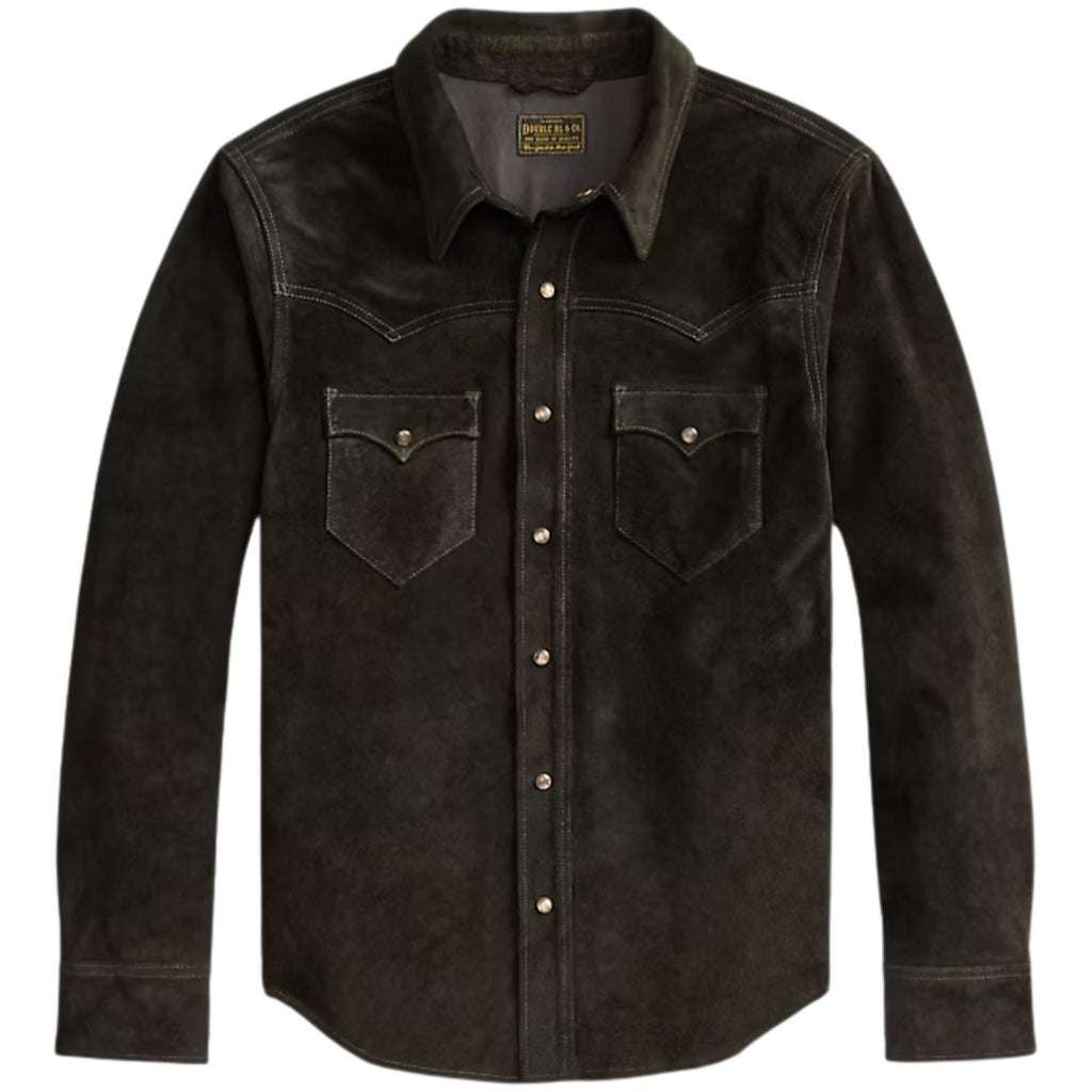 RRL by Ralph Lauren Suede Western Shirt Jacket - Black