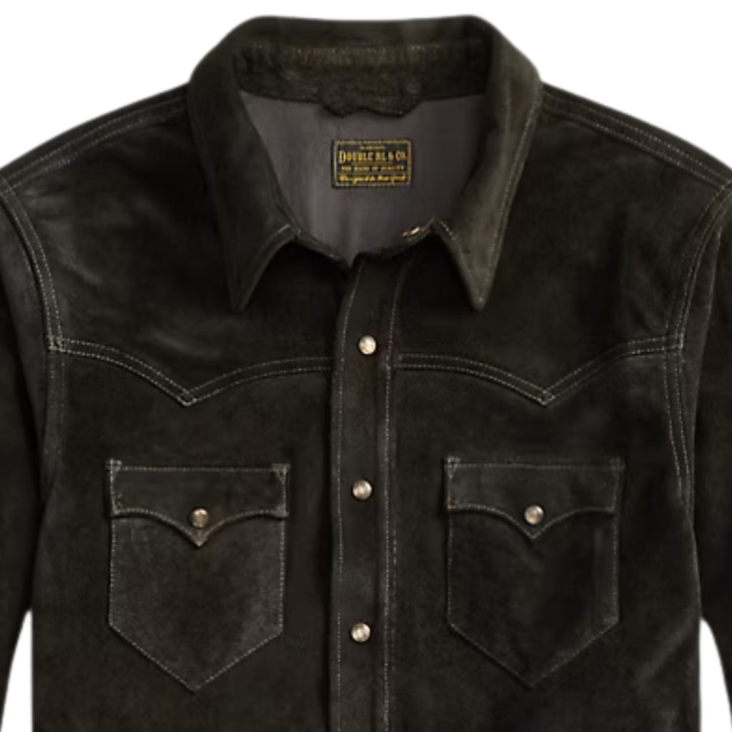 RRL by Ralph Lauren Suede Western Shirt Jacket - Black