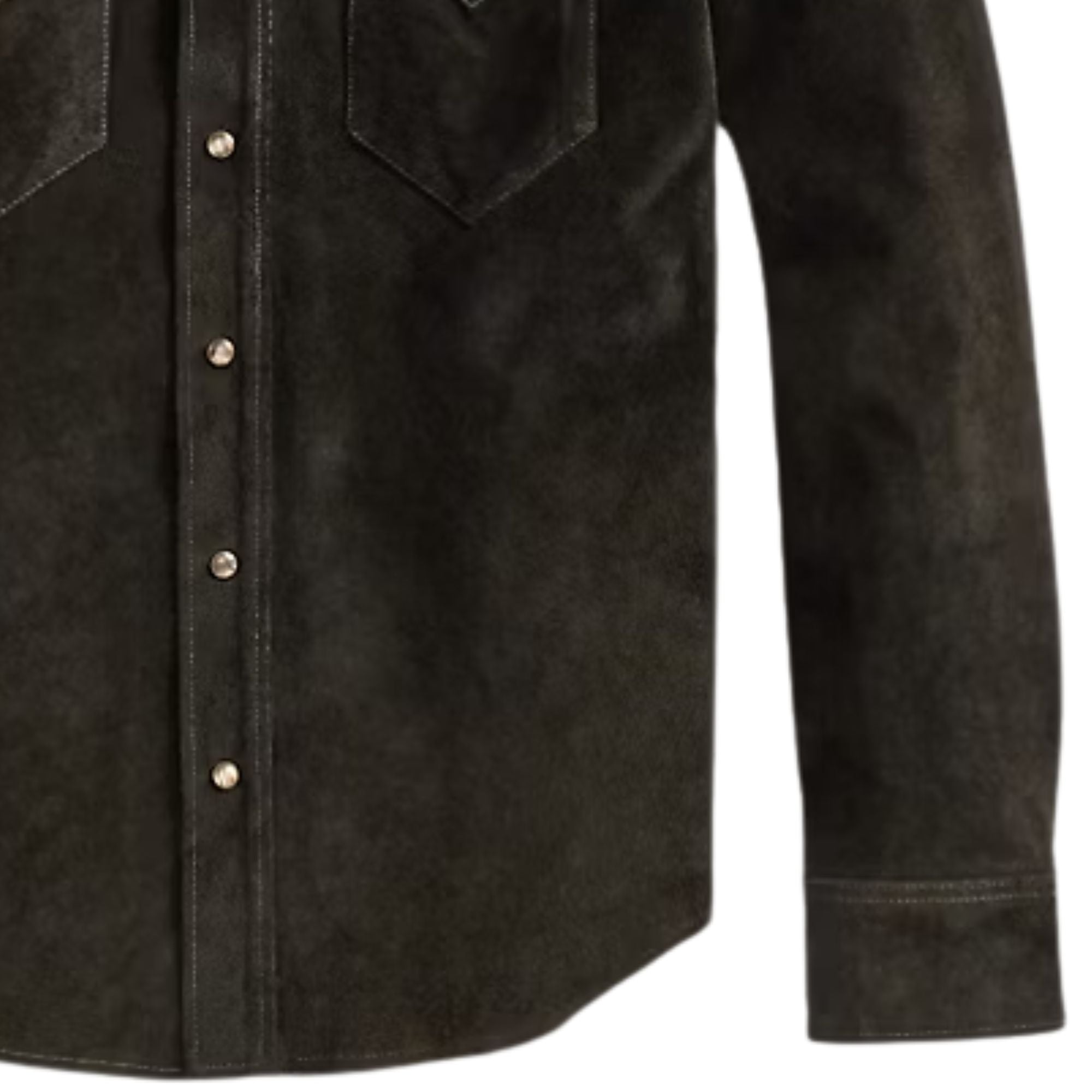 RRL by Ralph Lauren Suede Western Shirt Jacket - Black