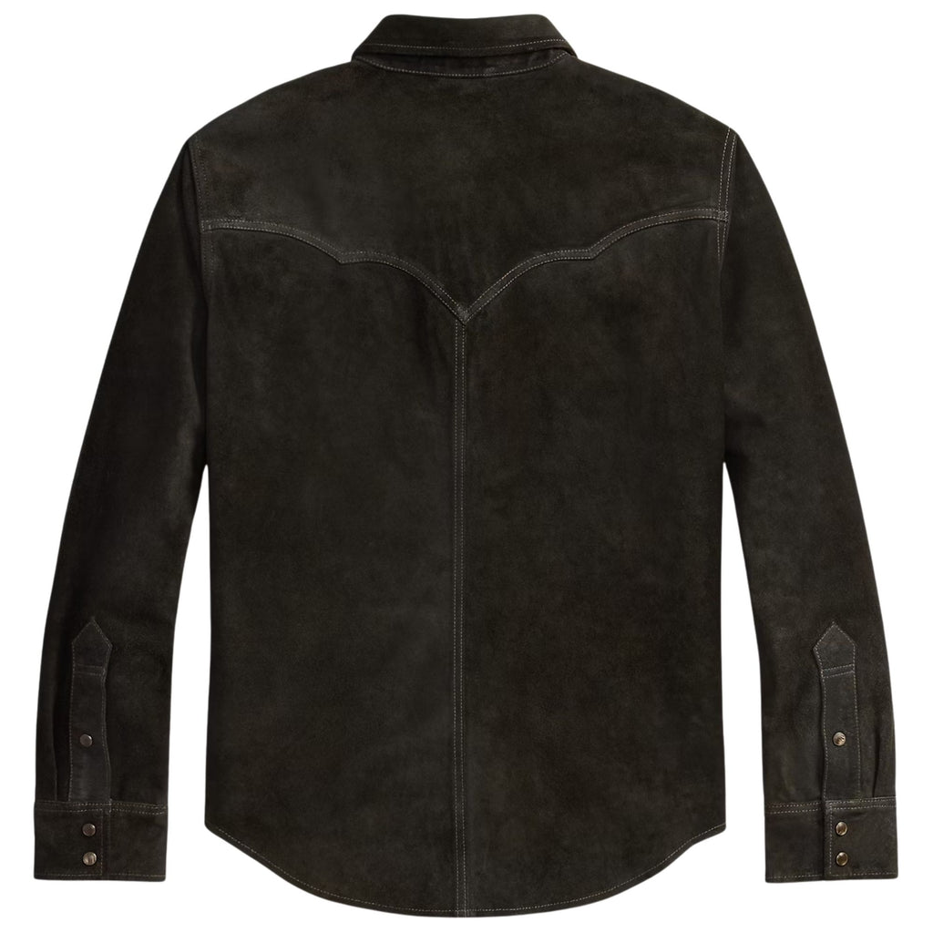 RRL by Ralph Lauren Suede Western Shirt Jacket - Black