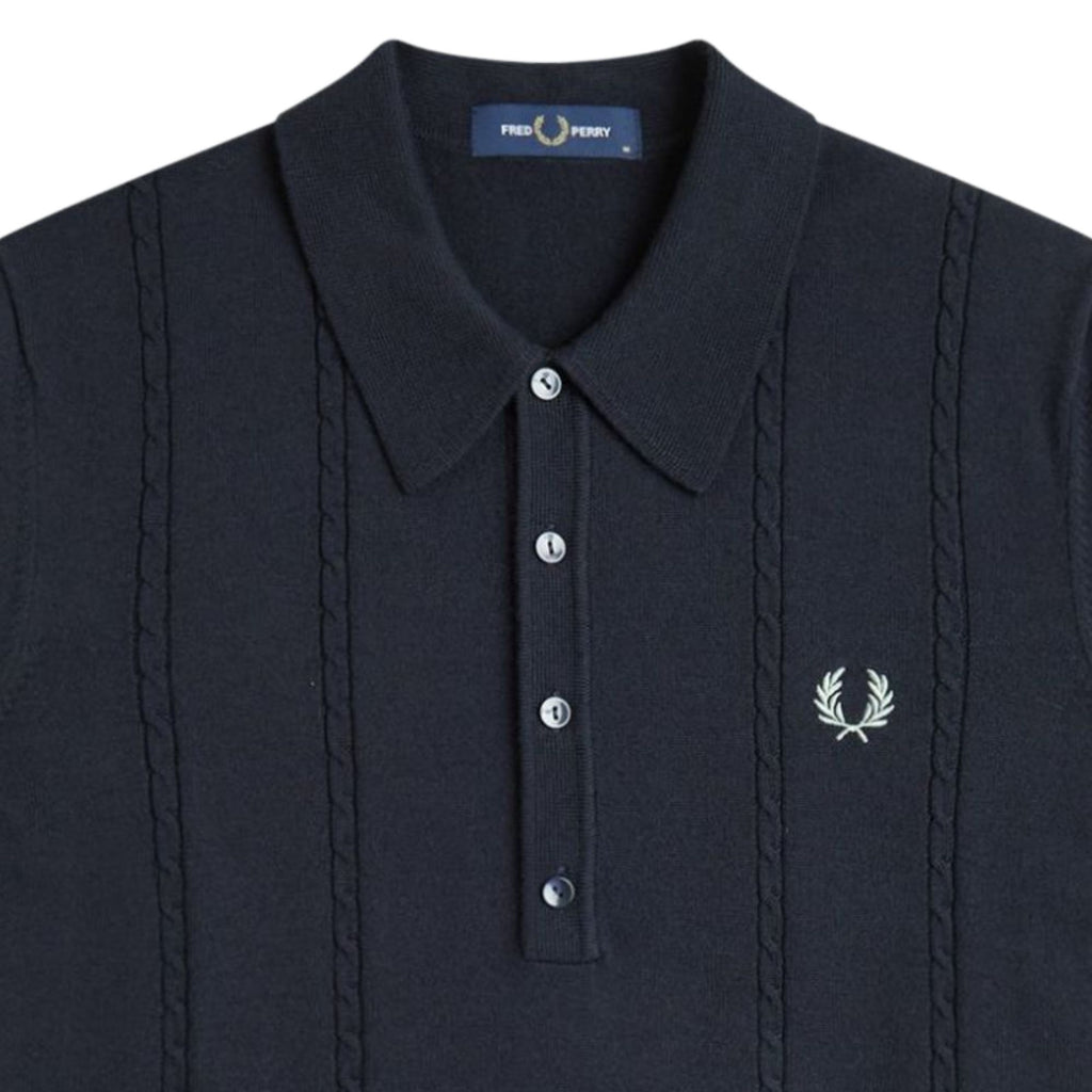 Fred Perry Cable Knitted Shirt - Navy