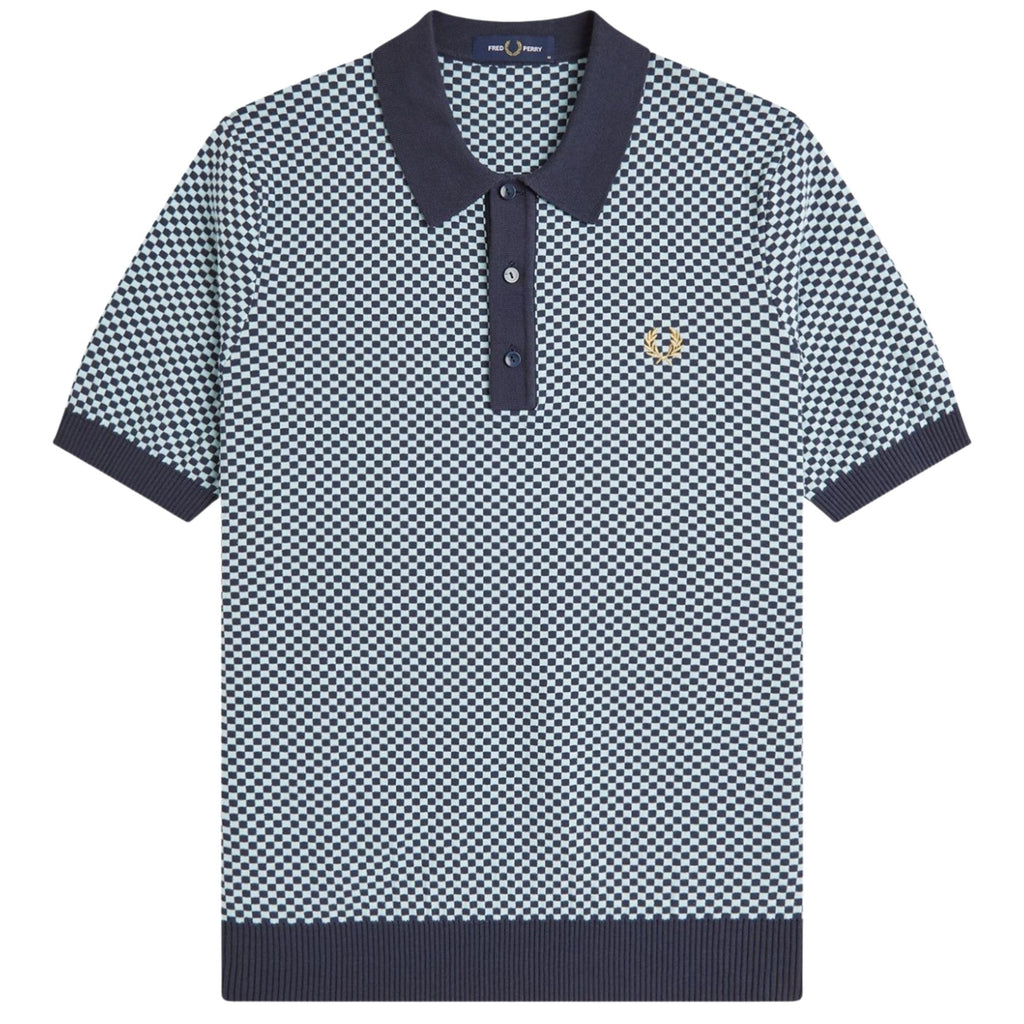 Chequerboard Knitted Shirt - Dark Airforce