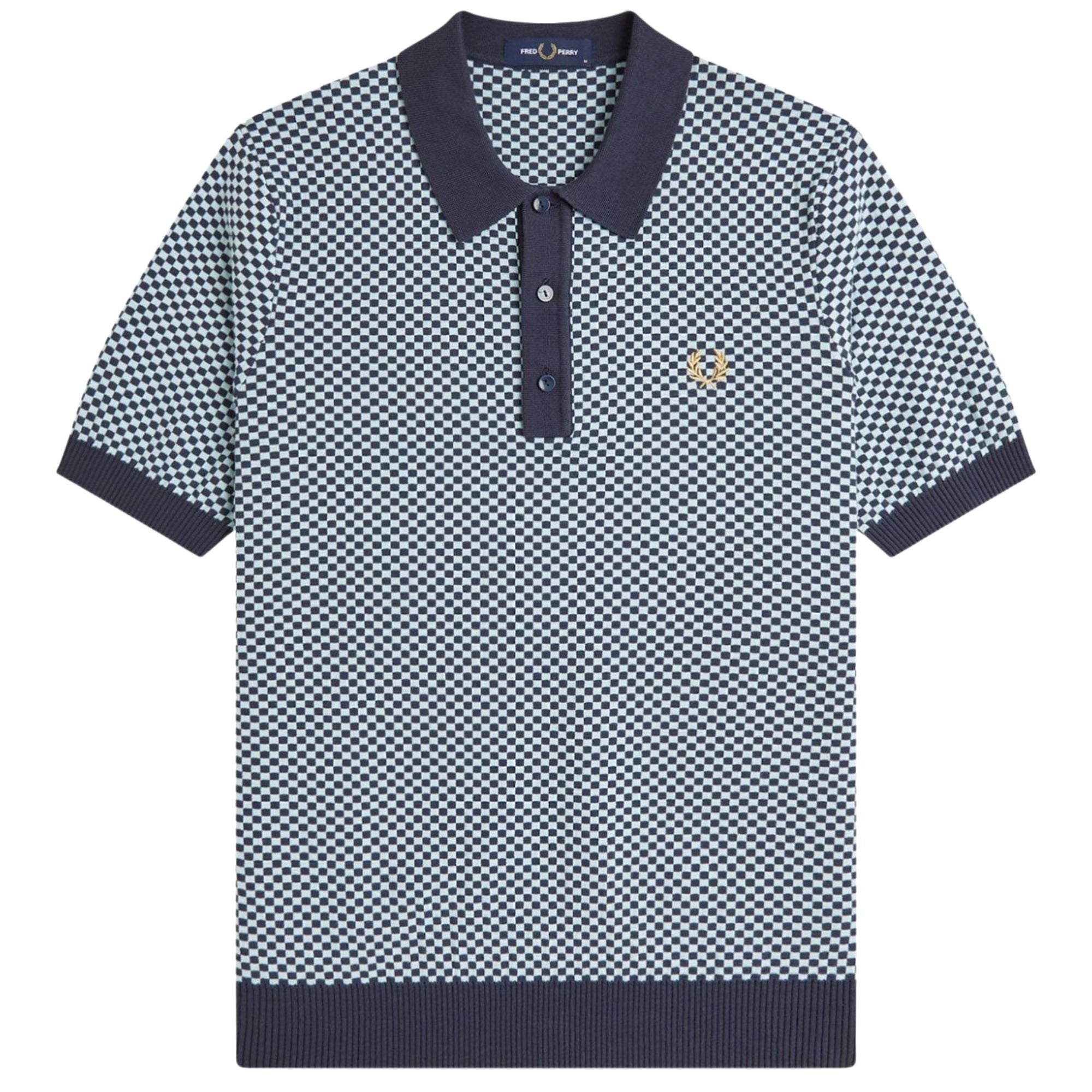 Chequerboard Knitted Shirt - Dark Airforce