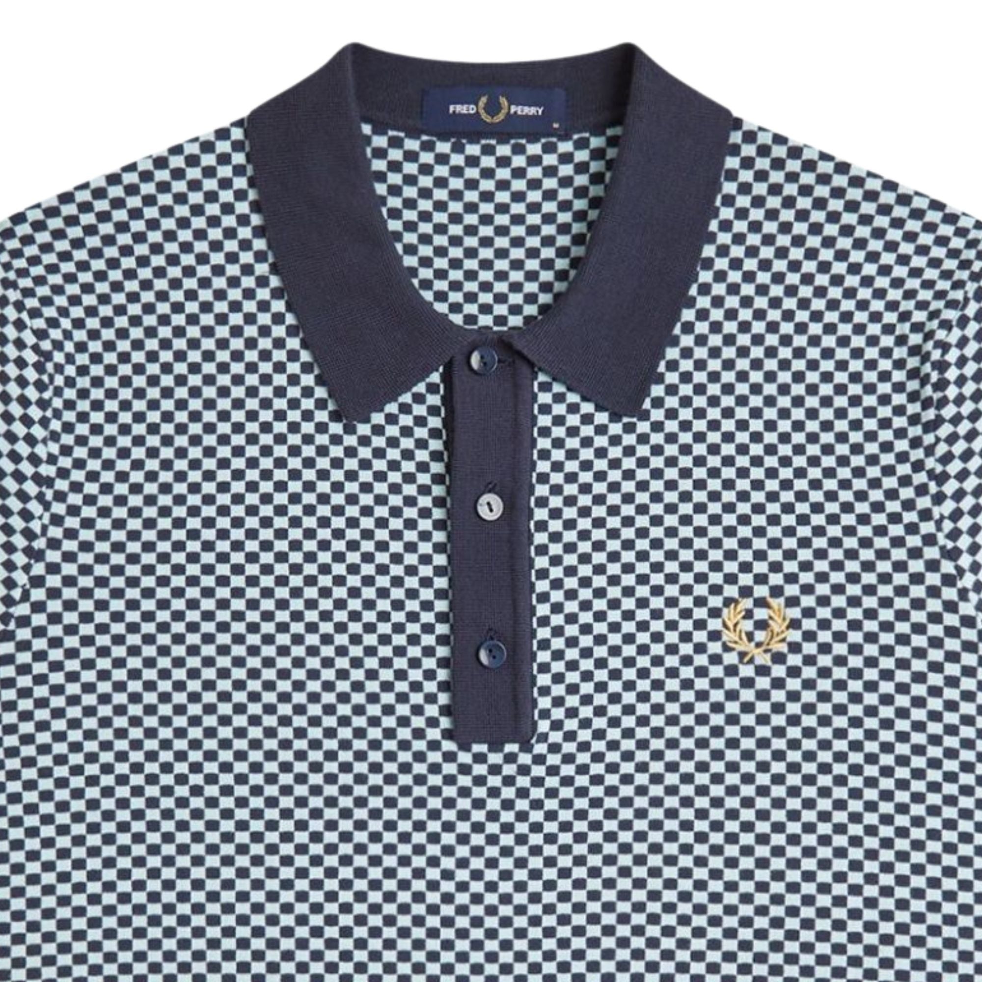 Chequerboard Knitted Shirt - Dark Airforce