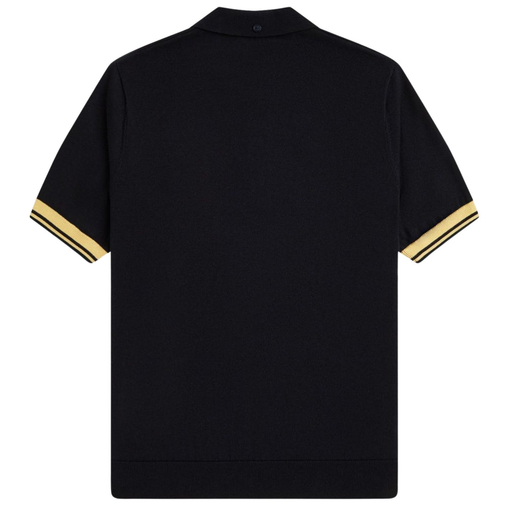 Fred Perry Contrast Cuff Knitted Shirt - Black/Champ