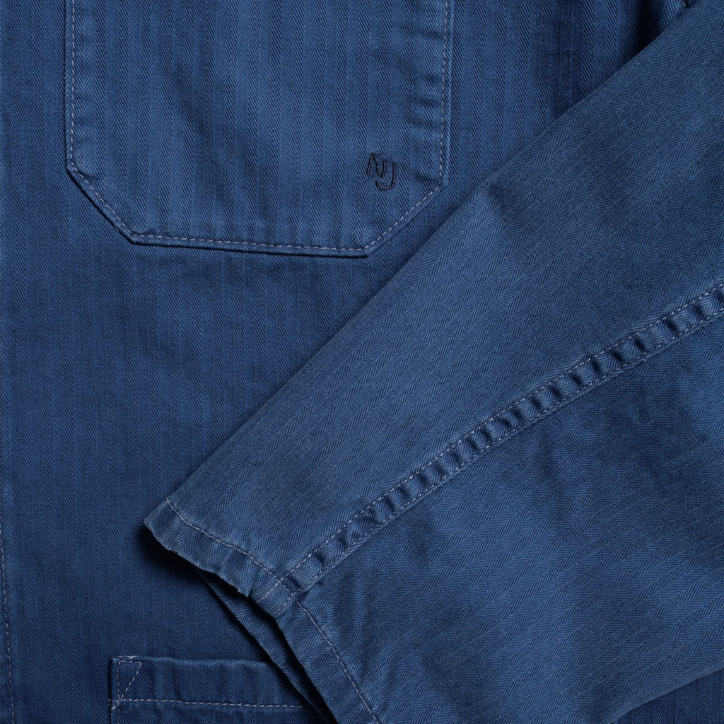 Nudie Jeans Buddy Herringbone Chore Jacket - Blue