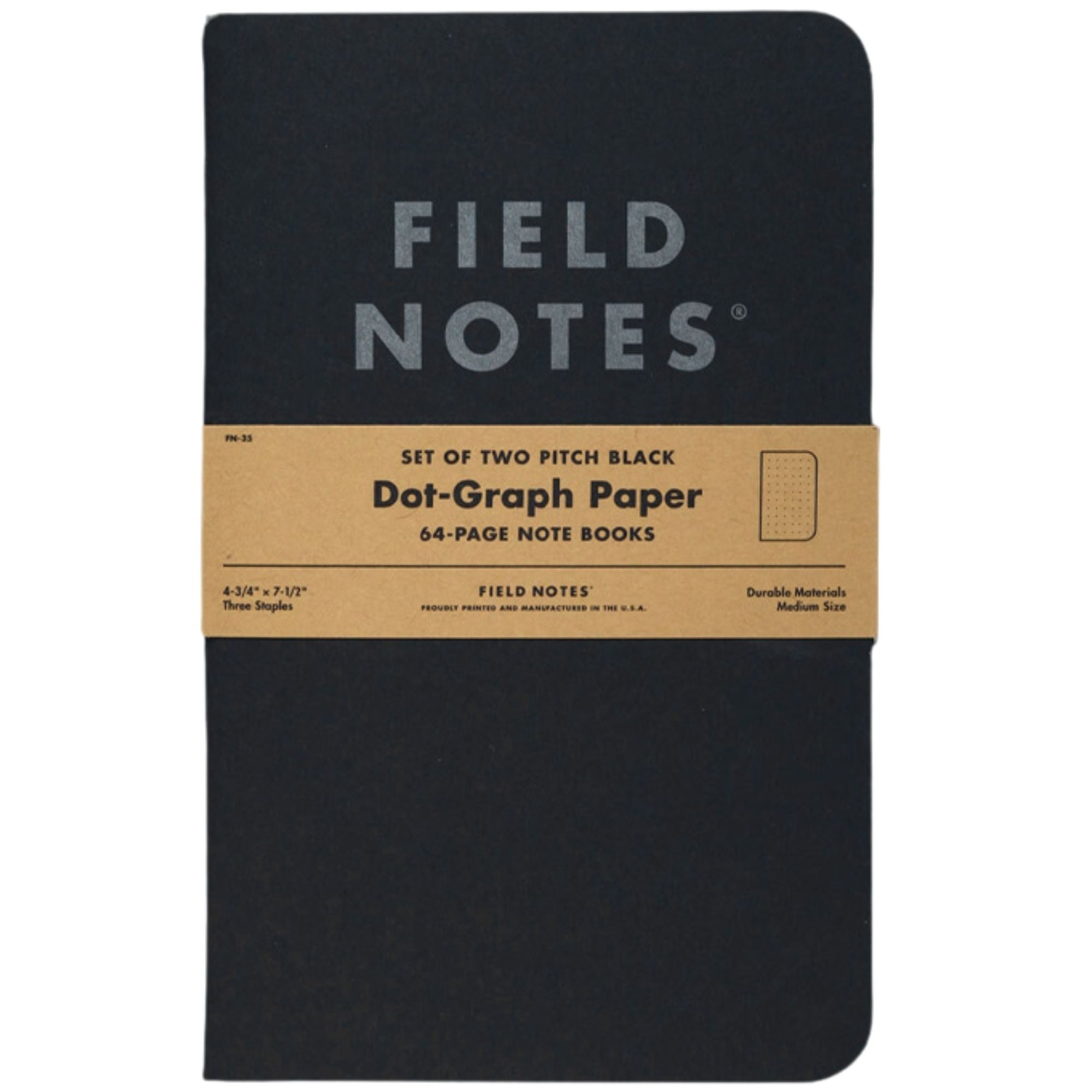 2 Pack Large Pitch Black Memo Book - Dot-Graph