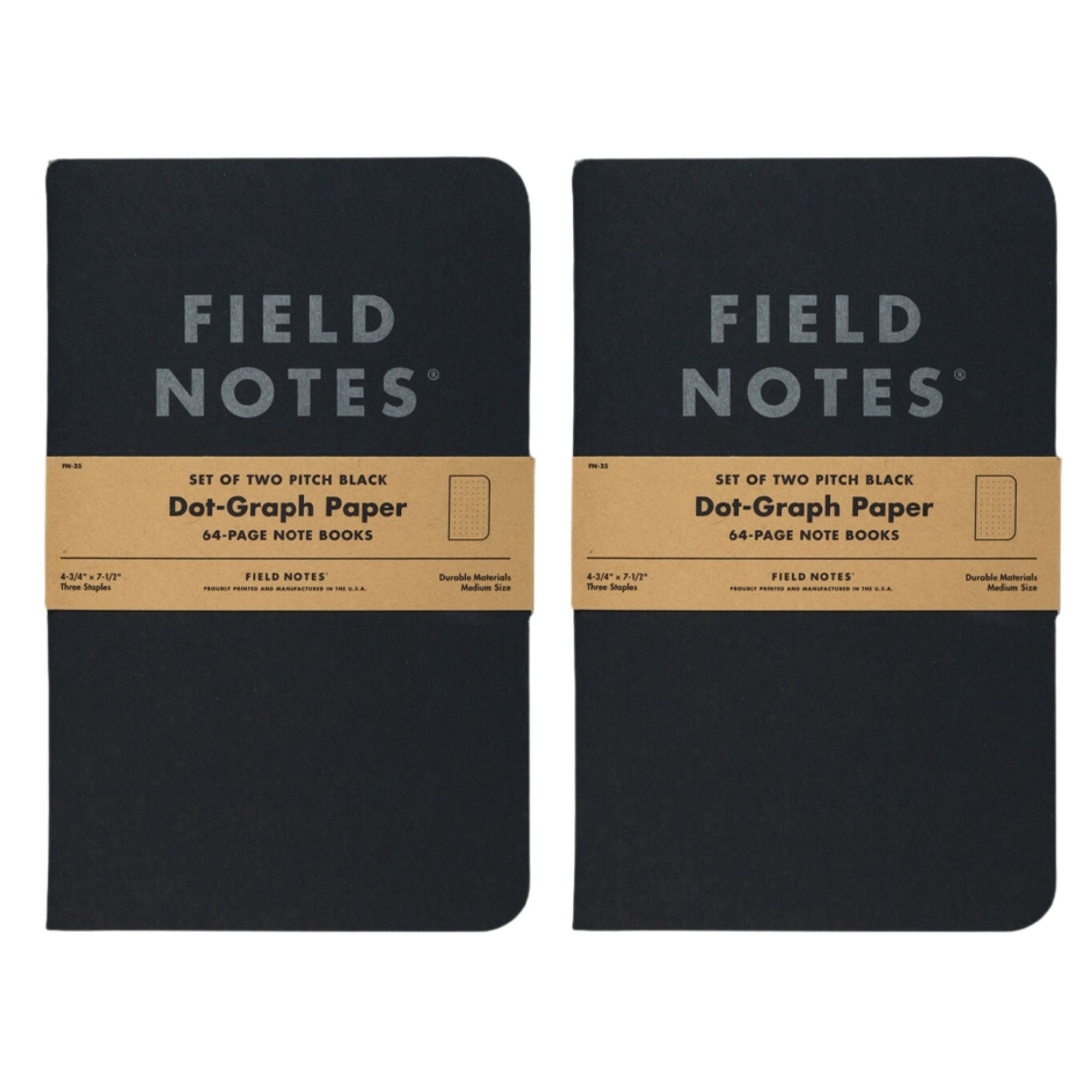 2 Pack Large Pitch Black Memo Book - Dot-Graph