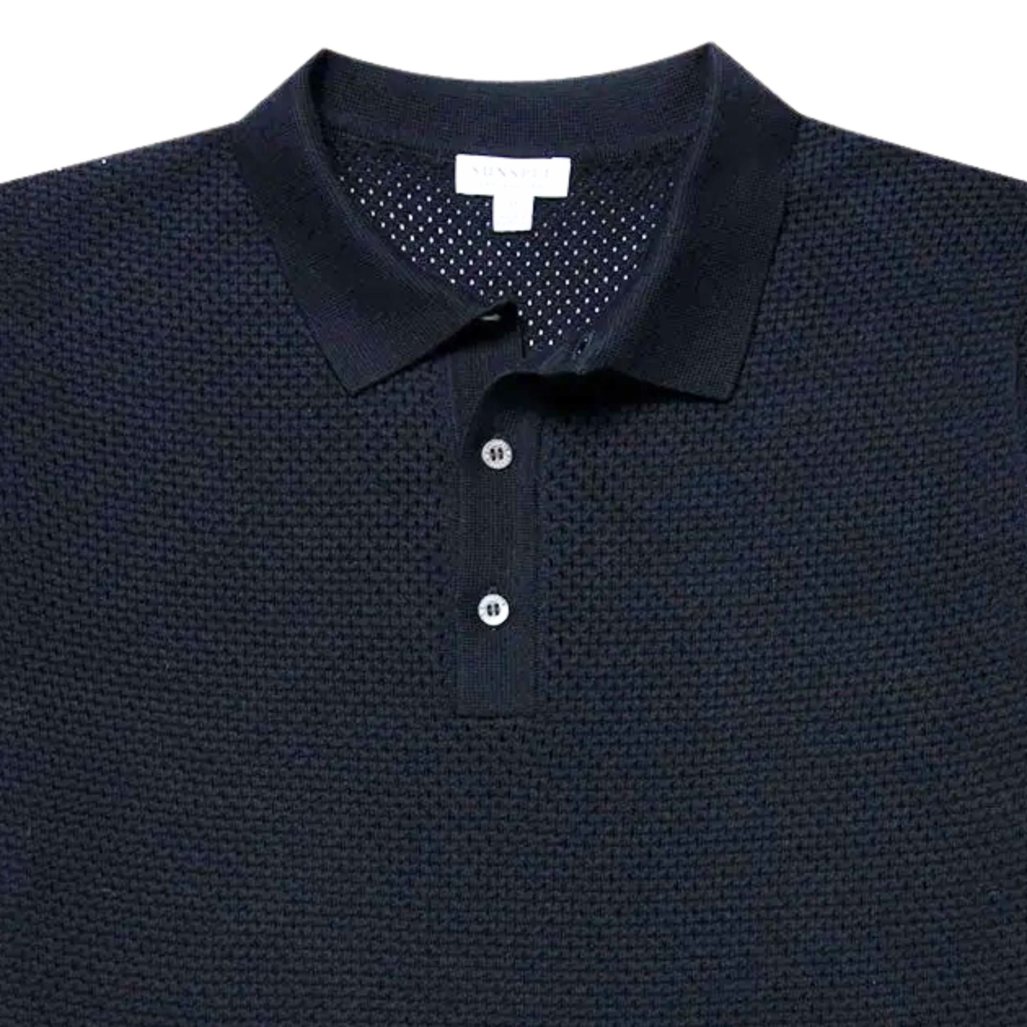 Sunspel Mesh Polo - Navy