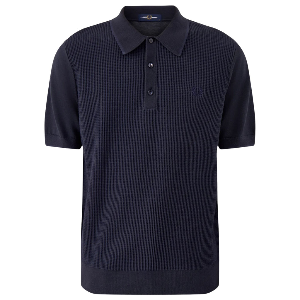 Fred Perry Tonic Waffle Knitted Shirt - Navy