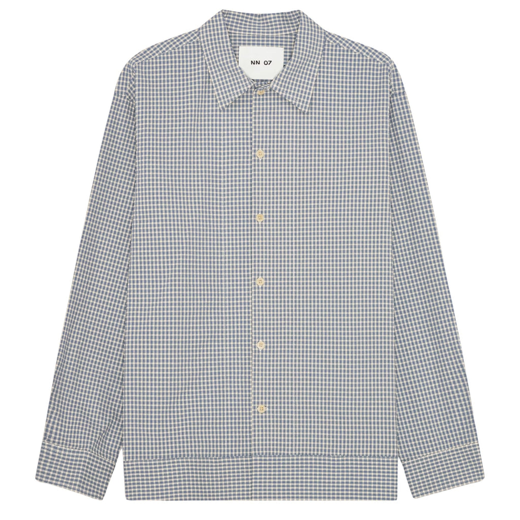 NN07 Reed Seersucker Overshirt - Stone Blue