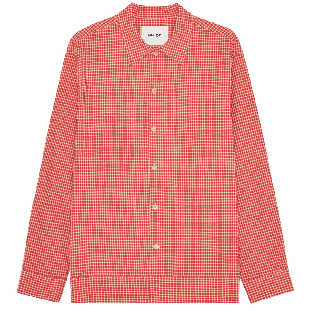 NN07 Reed Seersucker Overshirt - Chili Glow