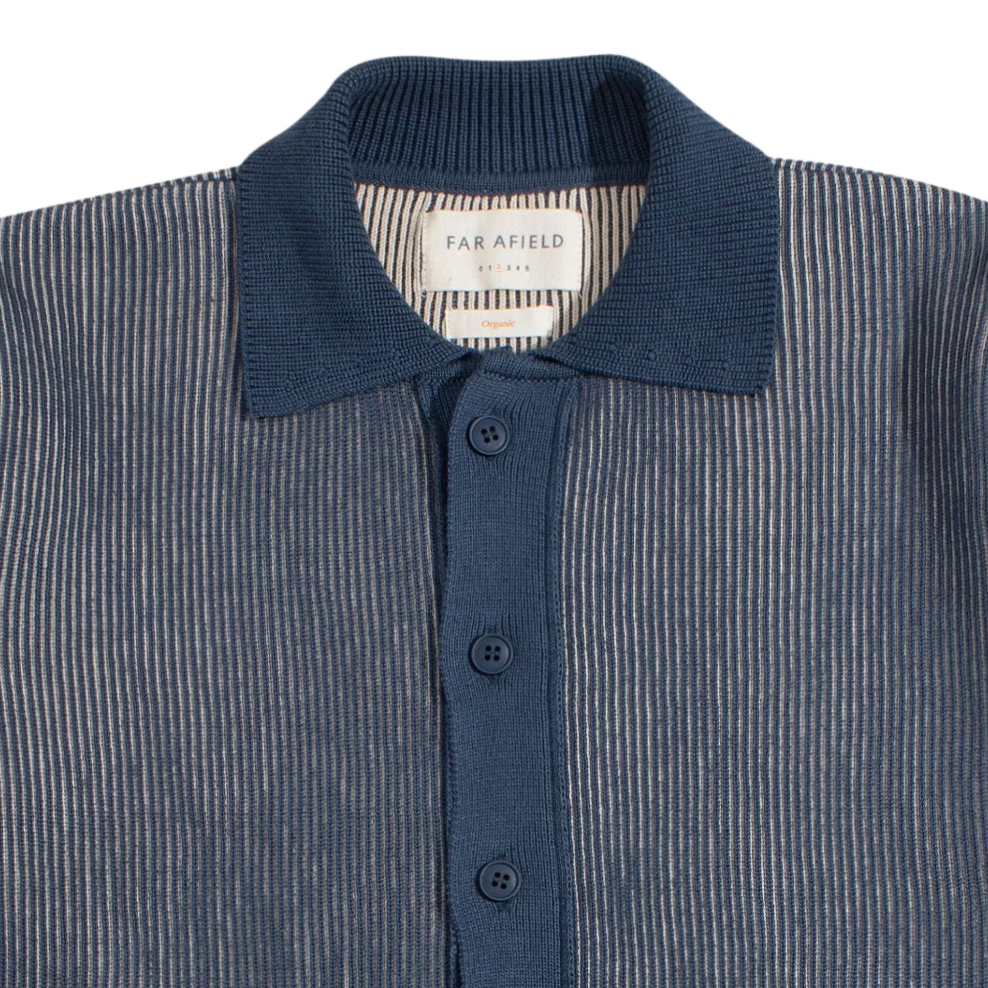Velzy Helio Stripe Knit Shirt - Blue/Sand