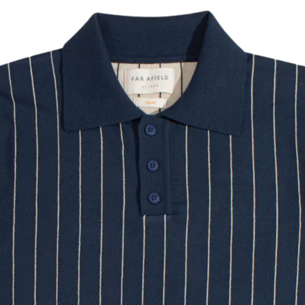 Far Afield Benny Knitted Polo - Navy/Sand